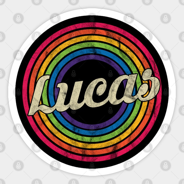 Lucas - Retro Rainbow Faded-Style Sticker by MaydenArt